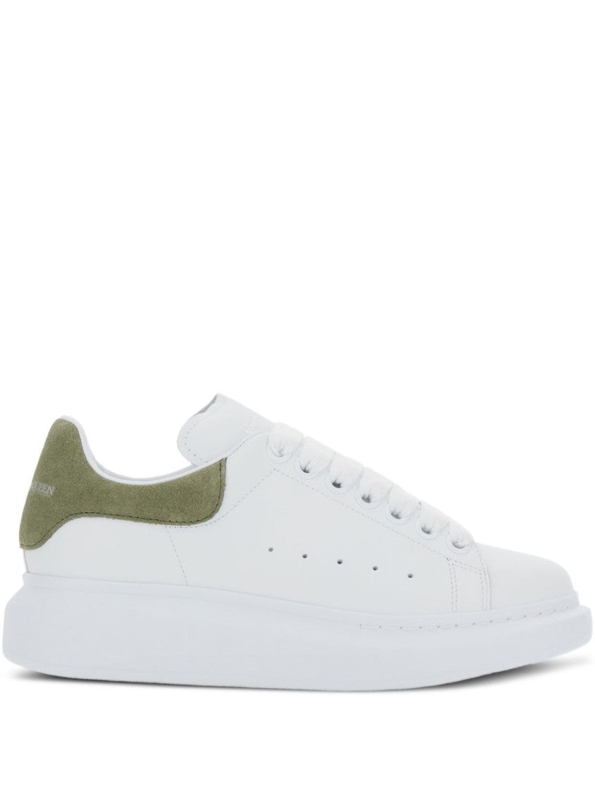 Alexander Mcqueen White Leather Olive Suede Sneakers