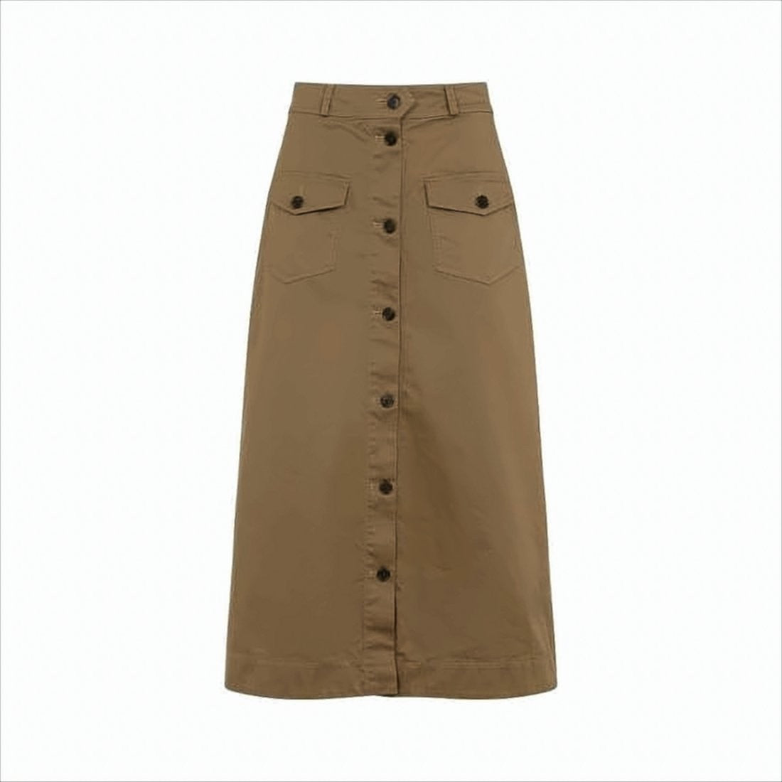 Saint Laurent Straight-Silhouette Midi Skirt With Front Button Closure