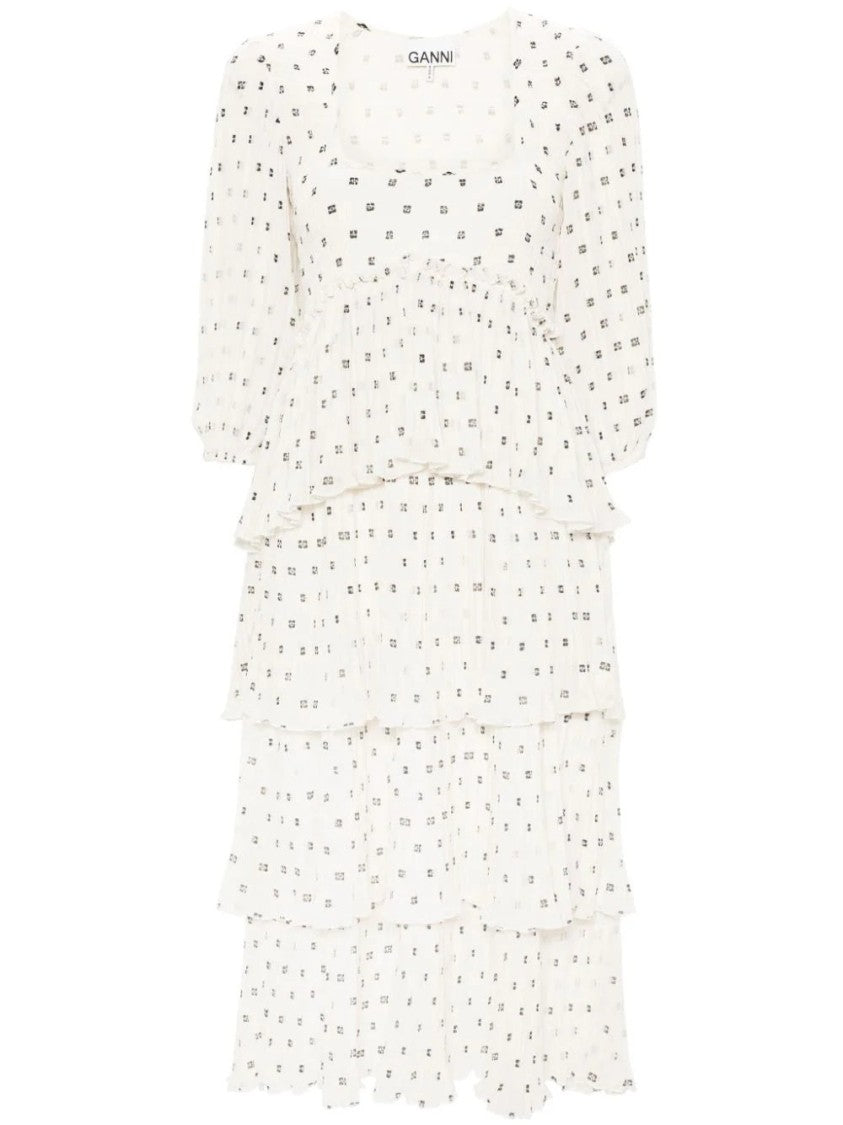 Ganni Flounce Smock Midi Dress