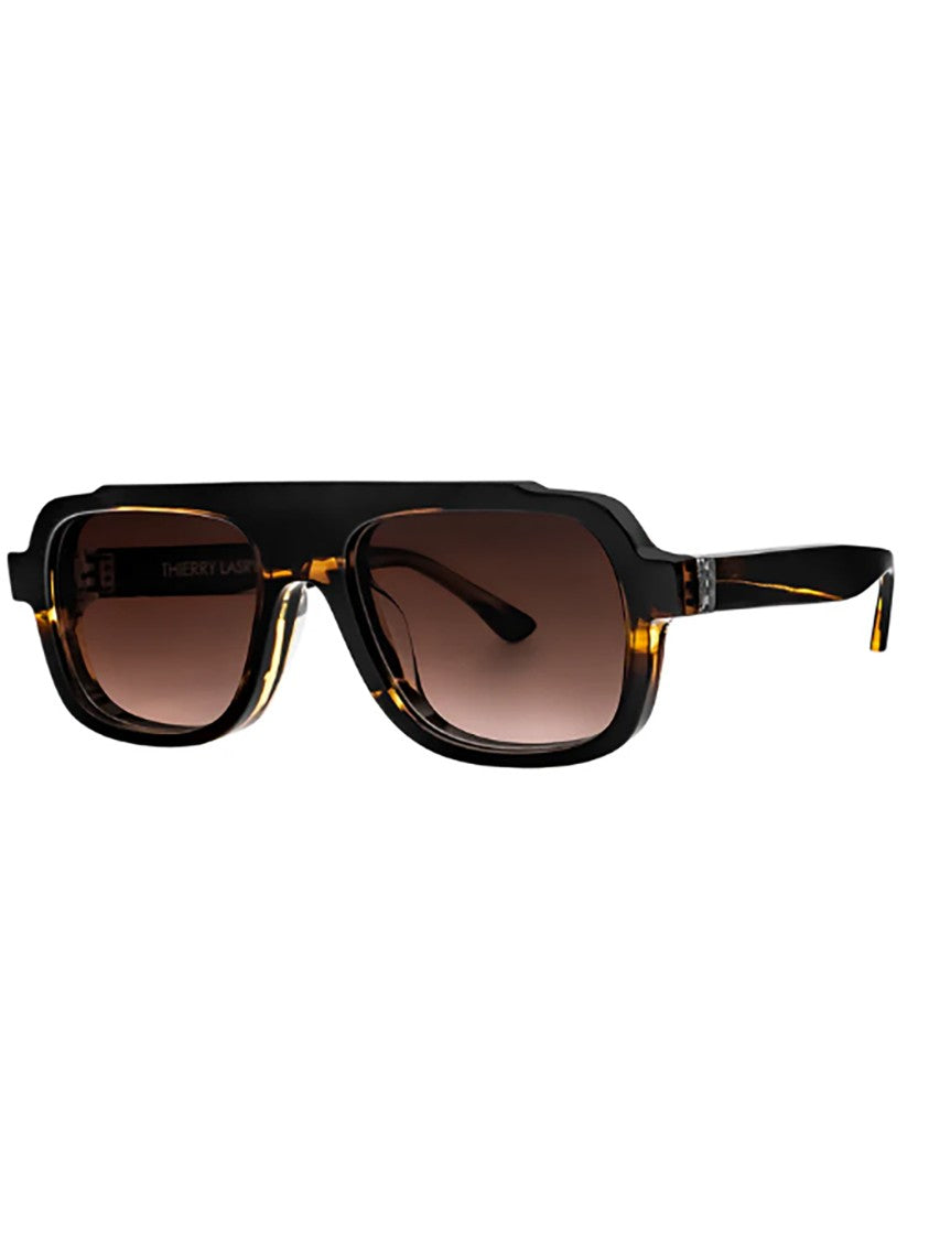 Thierry Lasry Brown Positivy Rectangular Acetate Tortoiseshell Frames