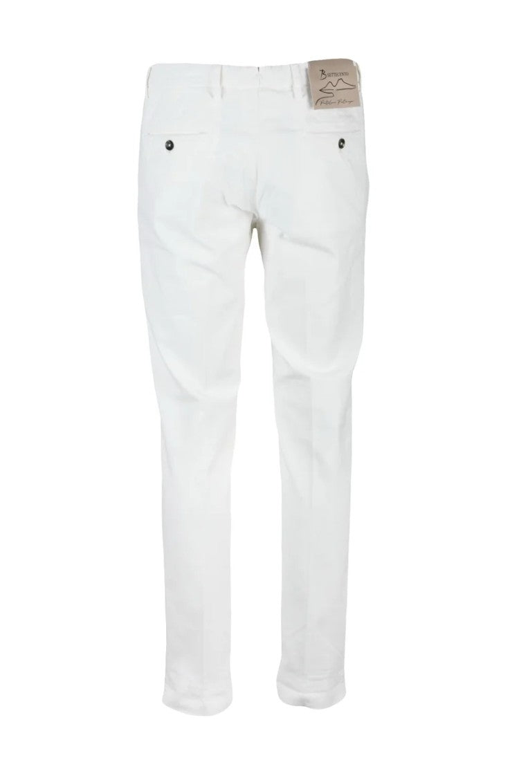 Bsettecento White Stretch Cotton Pants