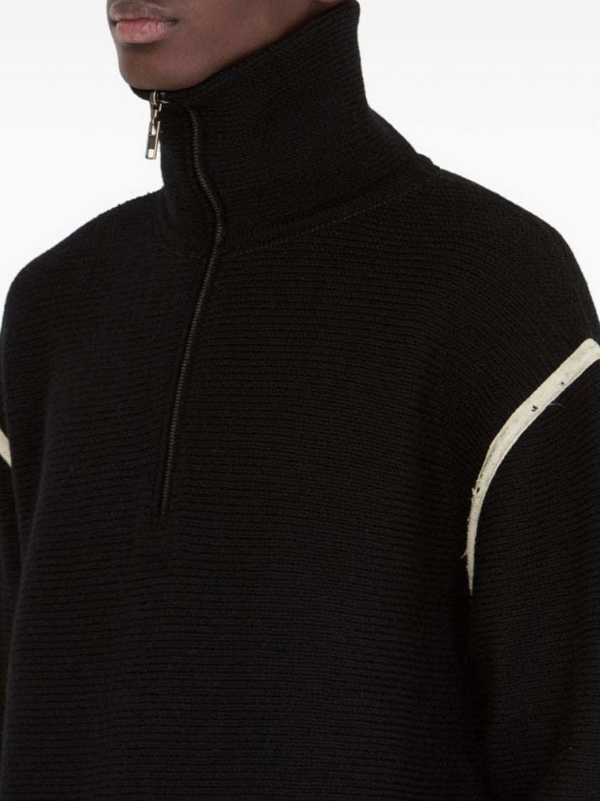 Maison Margiela Half Zip Sweater With High Neck