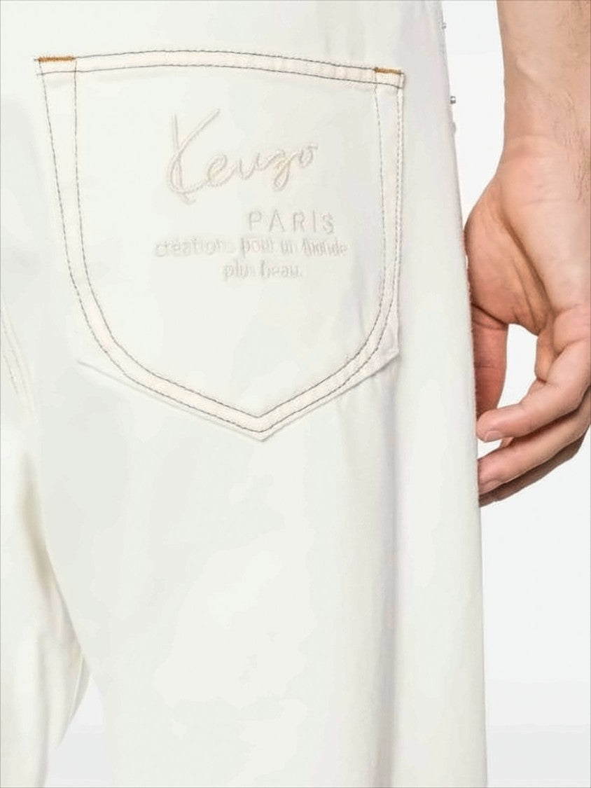 Kenzo White Straight-Leg Pants With Classic Five-Pocket Design