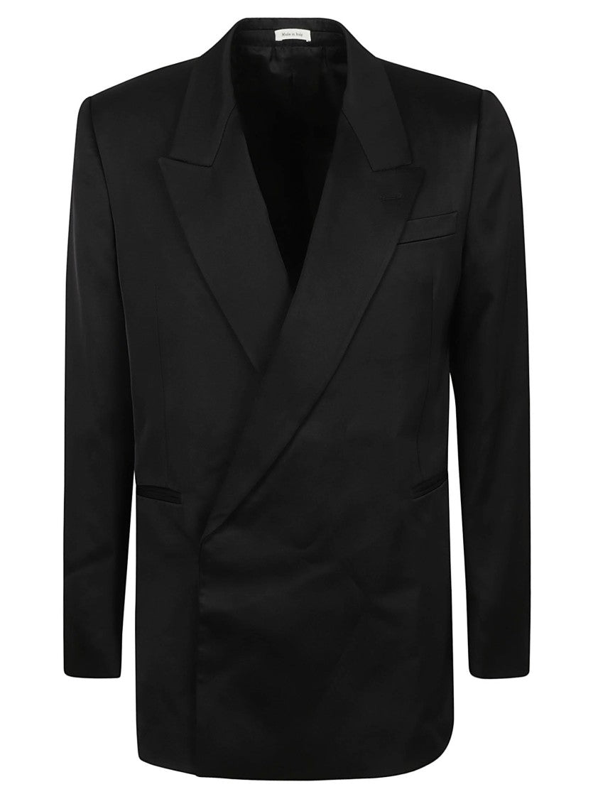 Alexander Mcqueen Tailored Black Jacket In Luxurious Viscose-Silk Blend