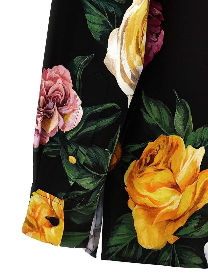 Dolce & Gabbana Floral Print Stretch Silk Charmeuse Shirt
