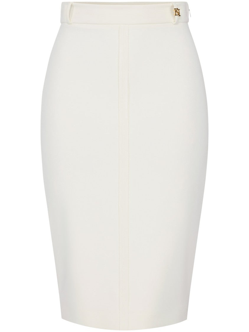 Elisabetta Franchi Fitted Midi Skirt With High Waist And Metallic Detail