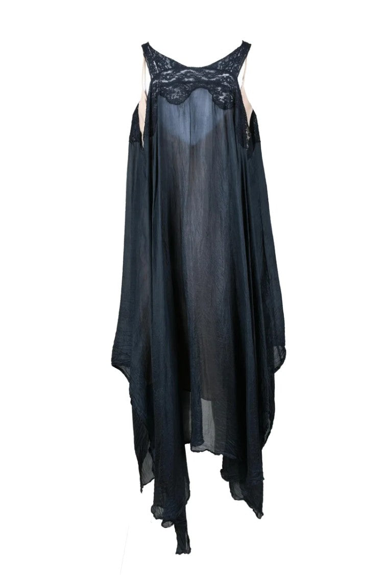 Marc Le Bihan Silk Slip Dress With Lace Trim