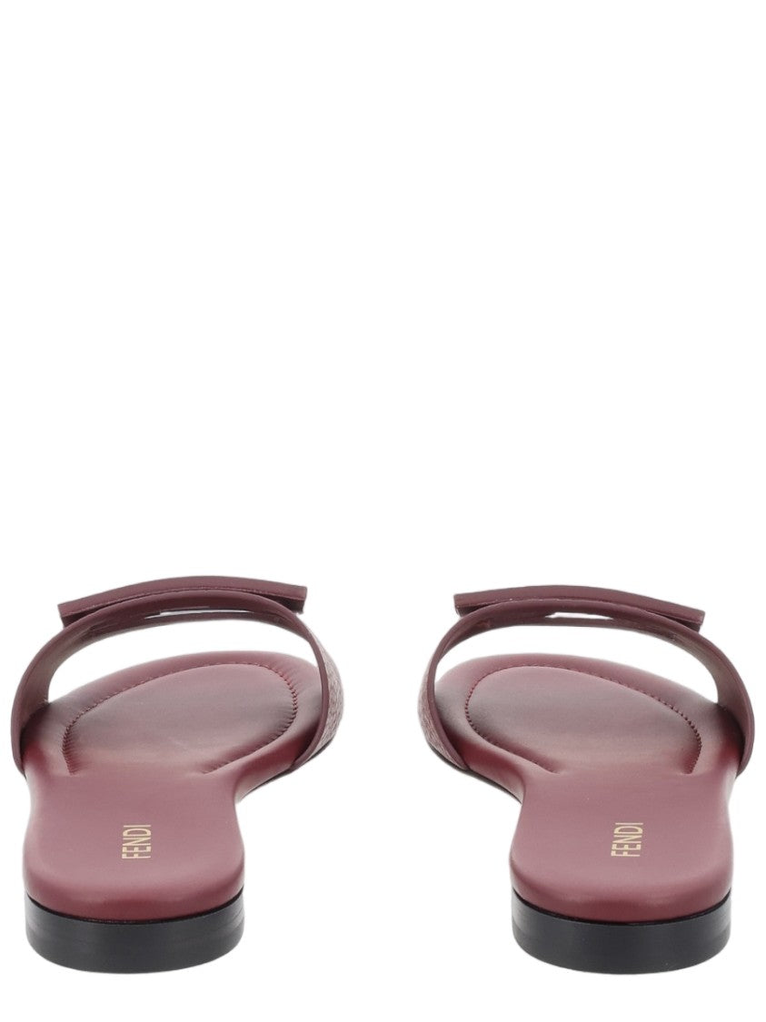 Fendi Bordeaux Geometric Logo Calfskin Sandals