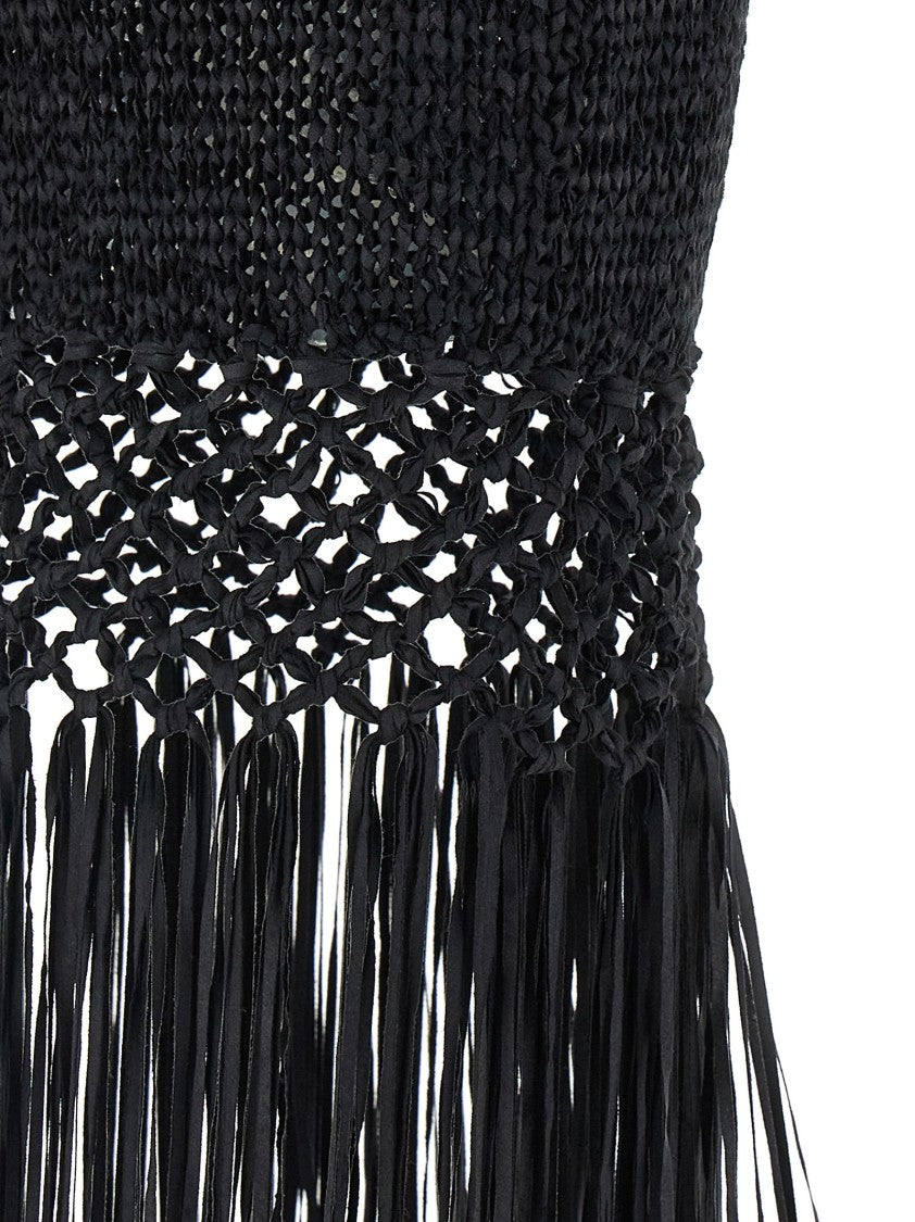 Philosophy Di Lorenzo Serafini Suede Effect Woven Tape Midi Dress