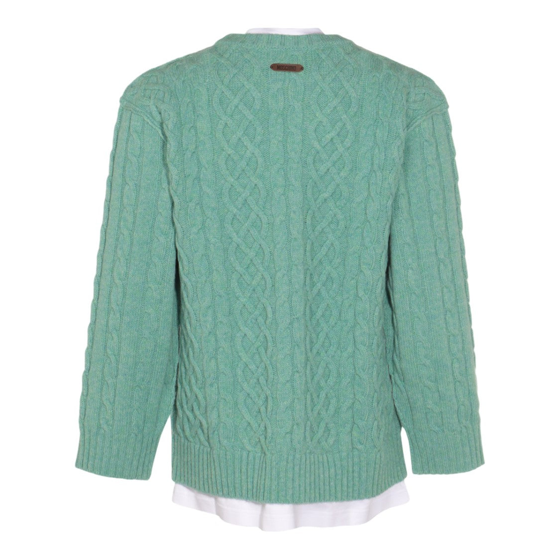 Moschino Textured Cable Knit Sweater With Crew Neckline