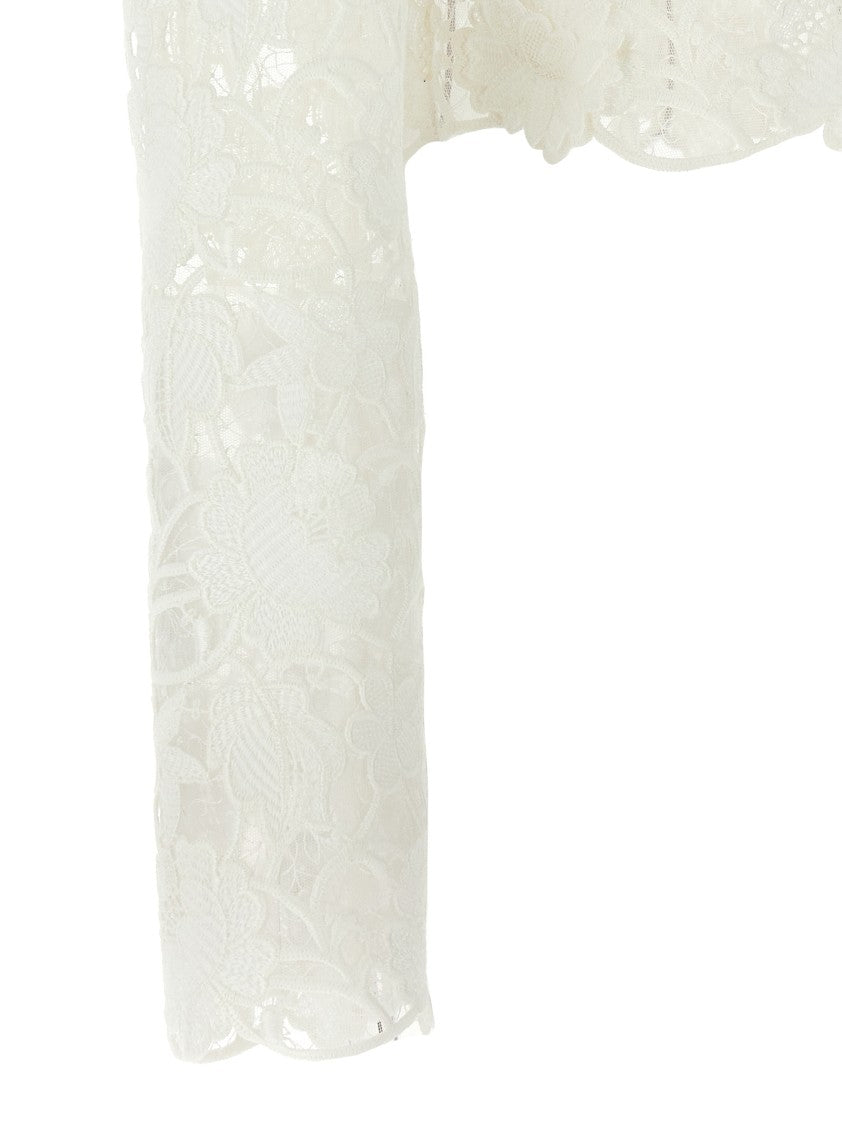 Ermanno Scervino Macramé Lace And Tulle Cropped Cardigan