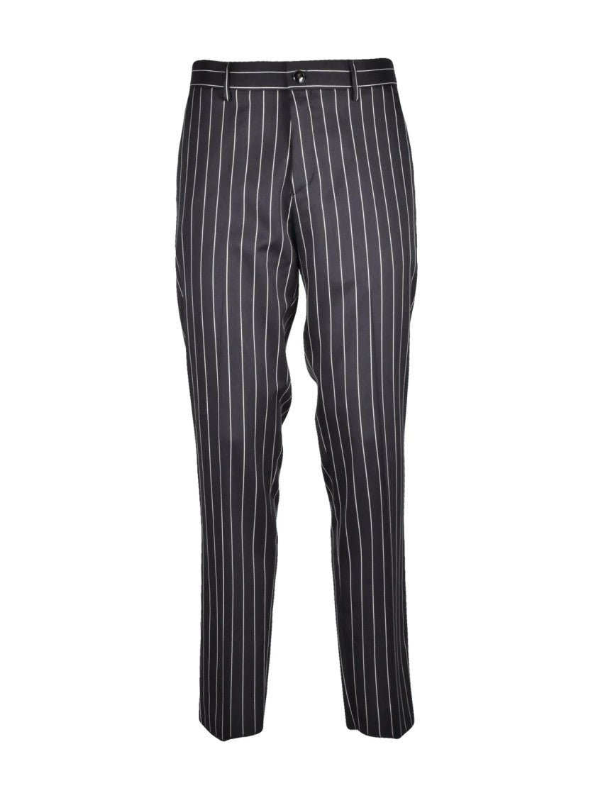 Daniele Alessandrini Black Double-Breasted Pinstripe Viscose-Blend Suit