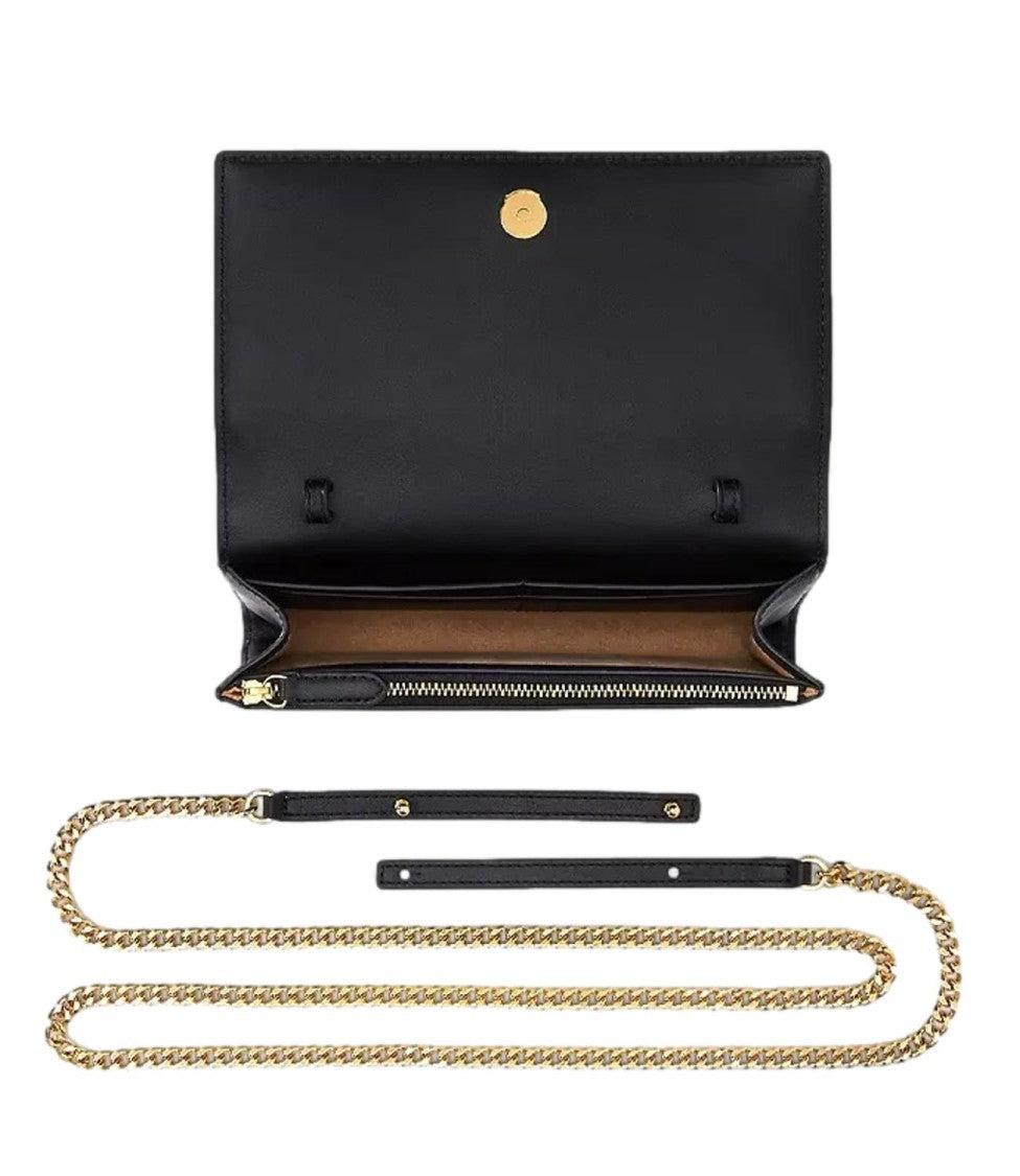 Lauren Ralph Lauren Black Leather Wallet On A Chain