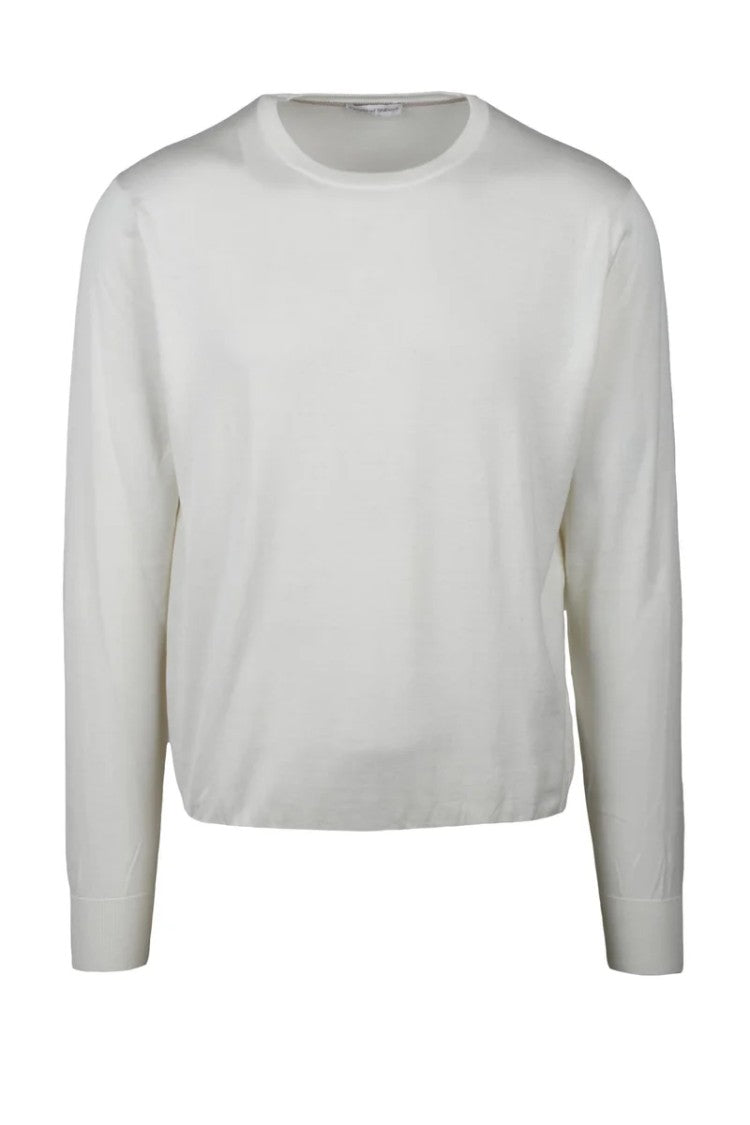 People Of Shibuya White Crewneck Cotton Silk Linen Men Sweater