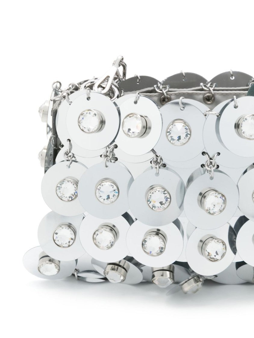 Rabanne Reflective Silver Handbag With Chain Strap