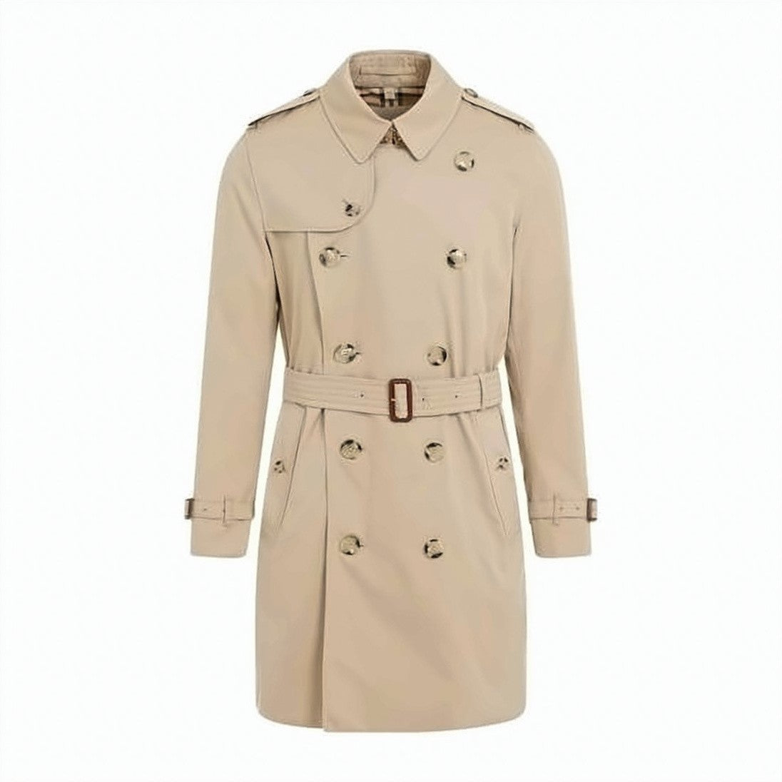 Burberry Mid-Length Double-Breasted Trench Coat With Tortoiseshell Buttons