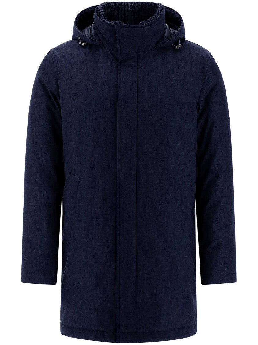 Herno Minimalist Hooded Casual Coat With Concealed Closure