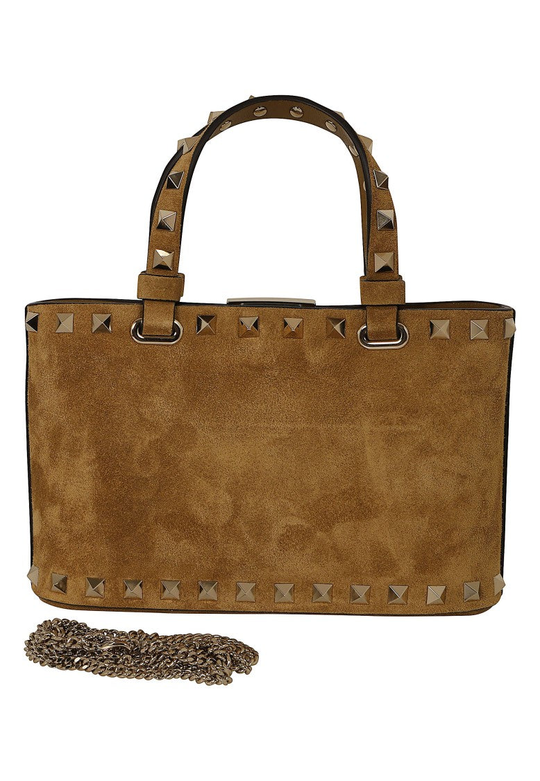 Valentino Garavani Rockstud Mini Suede Platinum Studded Tote Bag
