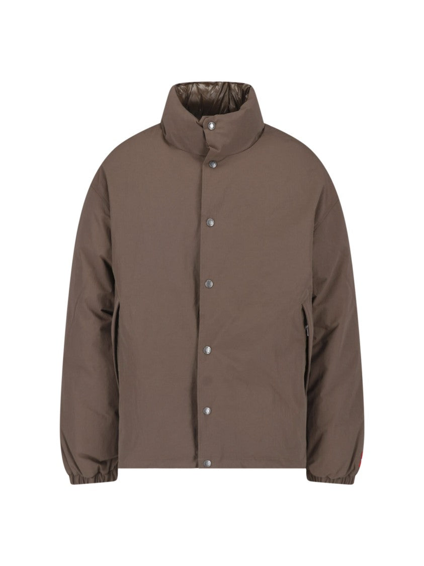 The North Face Brown Technical Fabric Padded Jacket With High Stand Collar