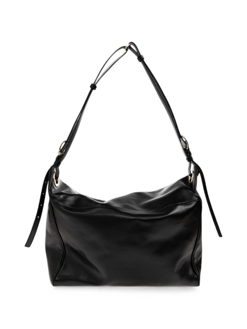 Furla Black Leather Shoulder Bag With Adjustable Strap