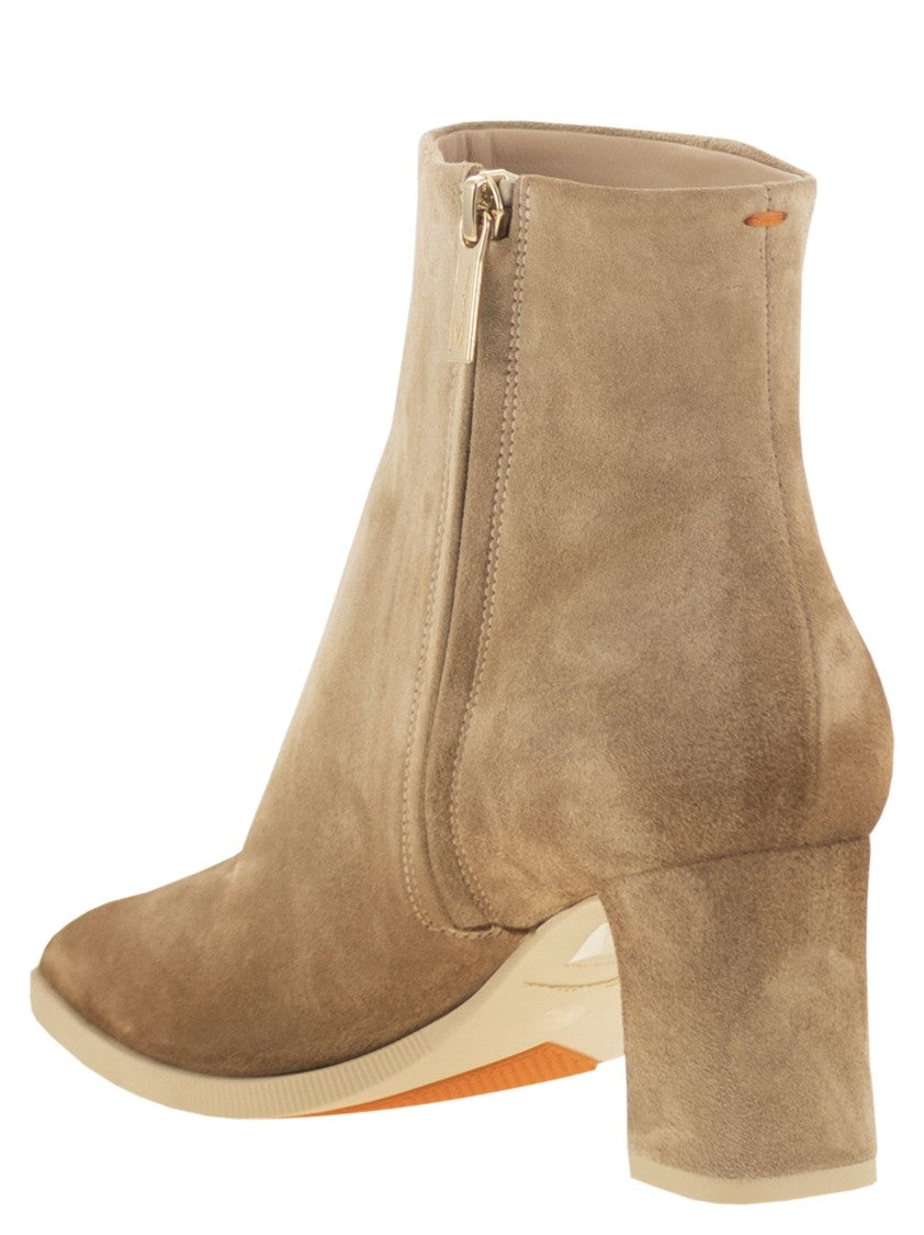 Santoni Mid-Heel Suede Ankle Boots