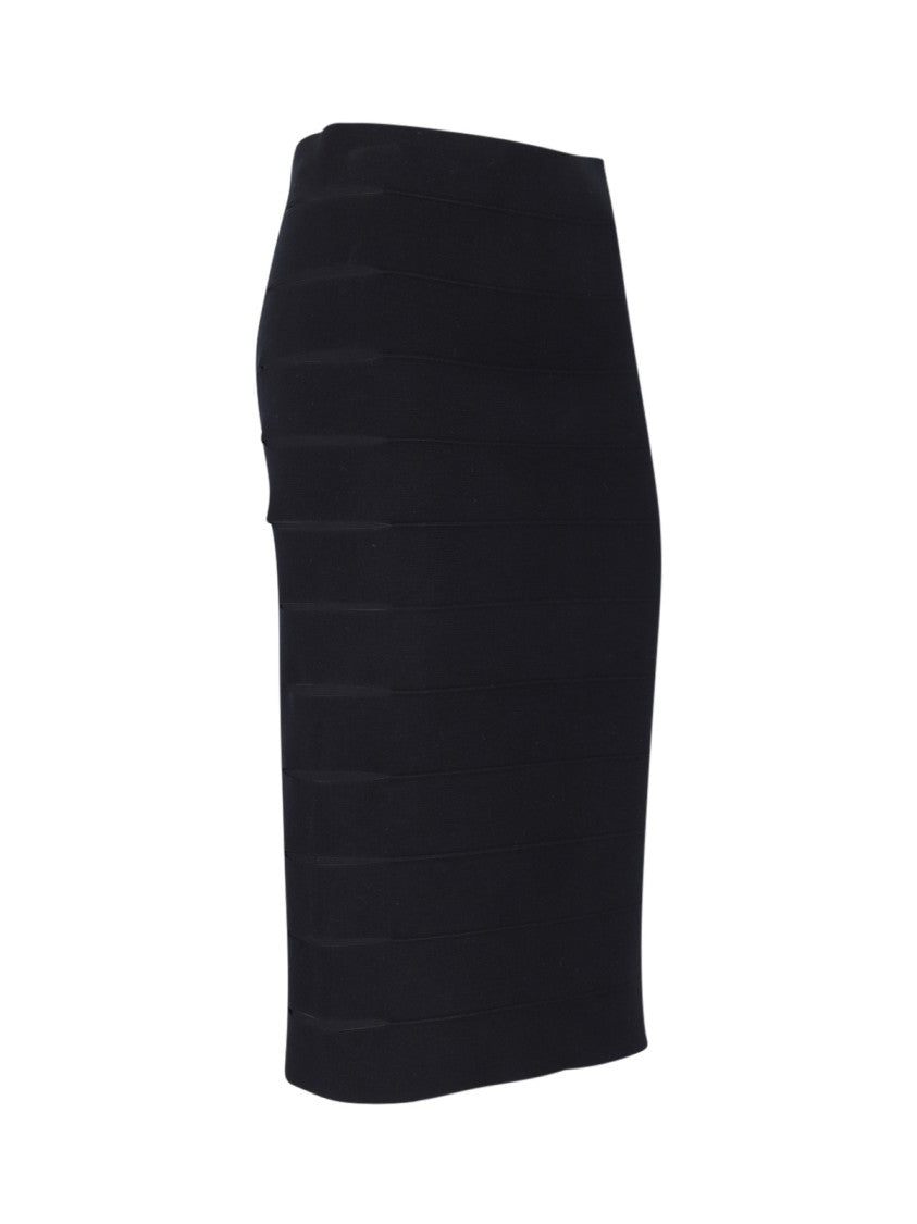 Alaïa Midi Pencil Skirt In Black Fabric