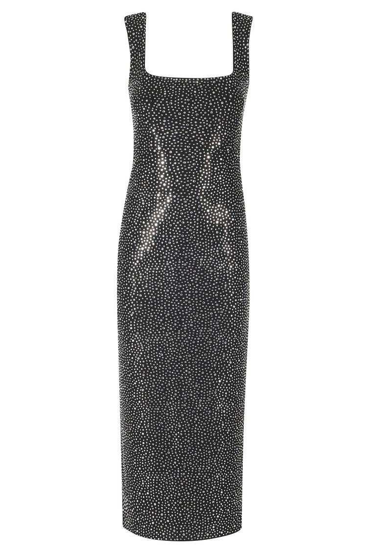 Twenty Fourhaitch Black Narsen Rhinestone Ankle-Length Dress