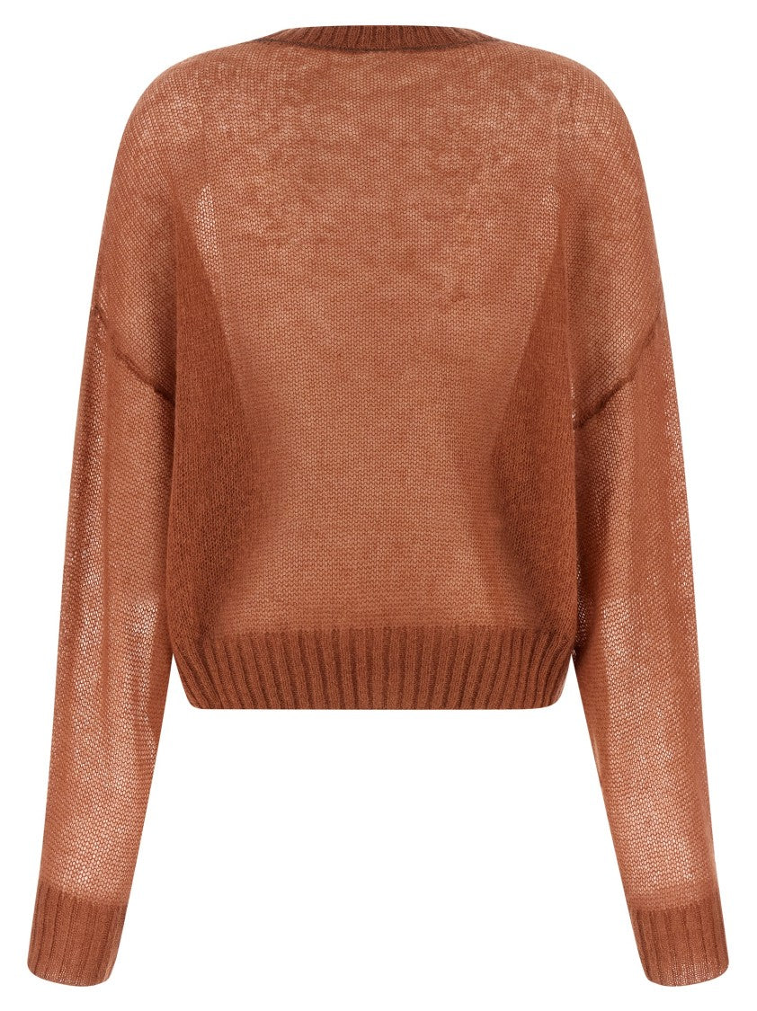 Brunello Cucinelli Mohair And Wool Knit Sweater With Jewel Back Detail