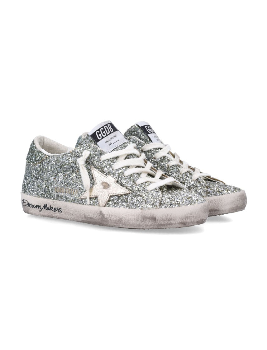 Golden Goose Glitter Finish Low-Top Sneakers With Star Appliqué