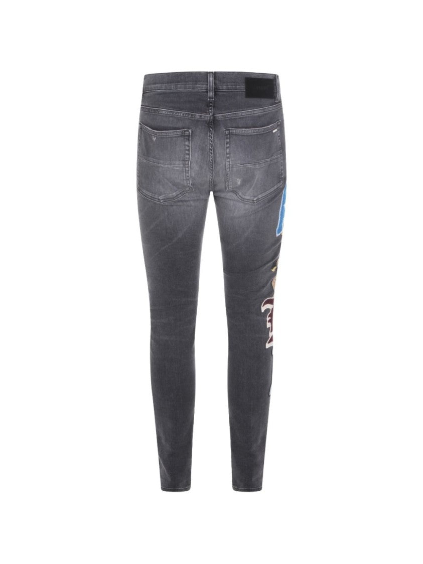 Amiri Slim Fit Distressed Grey Jeans