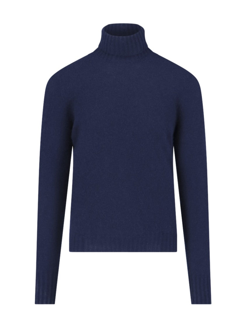 Drumohr Turtleneck Sweater In Blue Cashmere Navy Tone
