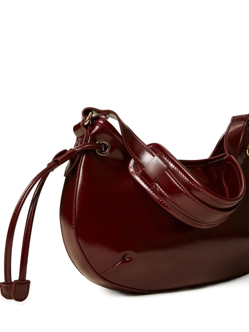 Twin-Set Curved Silhouette Burgundy Drawstring Bag