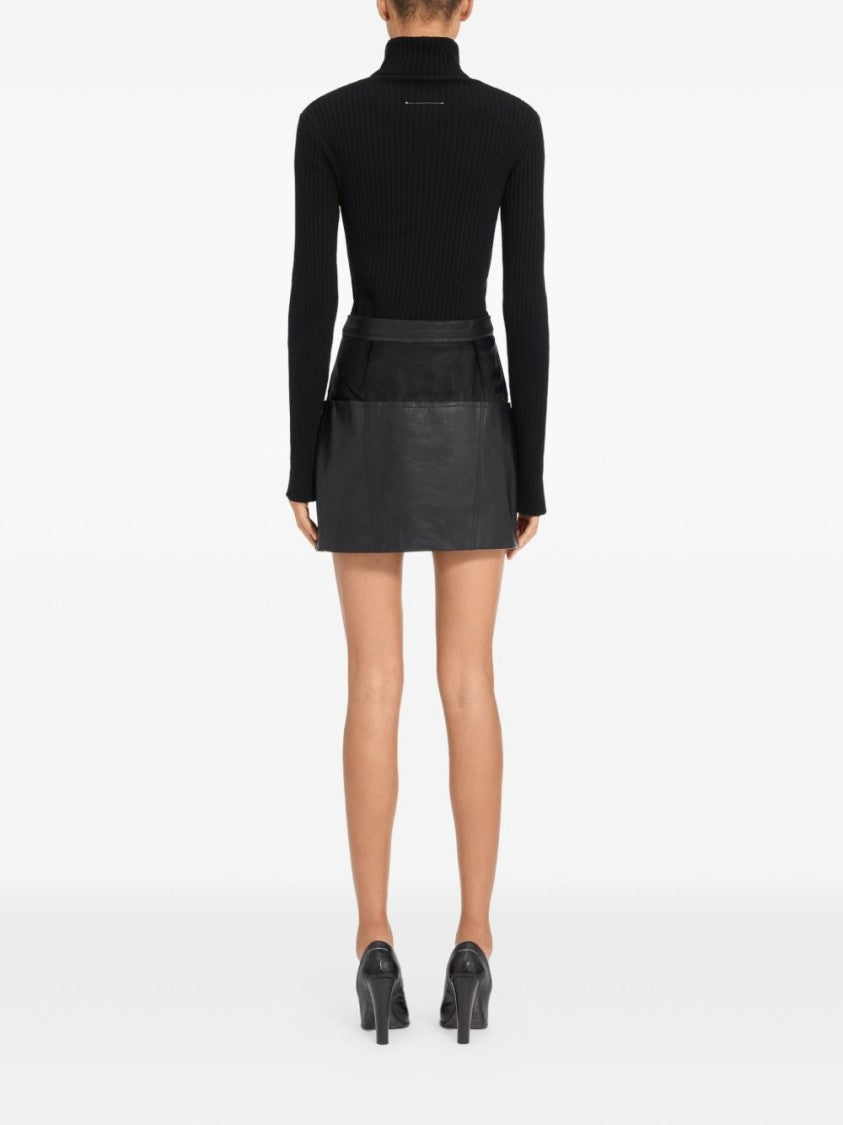 Mm6 By Maison Margiela Black Leather Mini Skirt