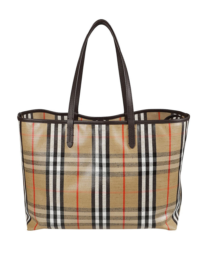 Burberry Check Pattern Tote Bag With Press-Stud Fastening