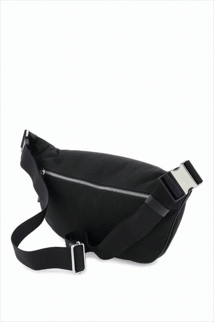 Maison Margiela Sleek Black Belt Bag With Adjustable Strap And Front Zip Pocket