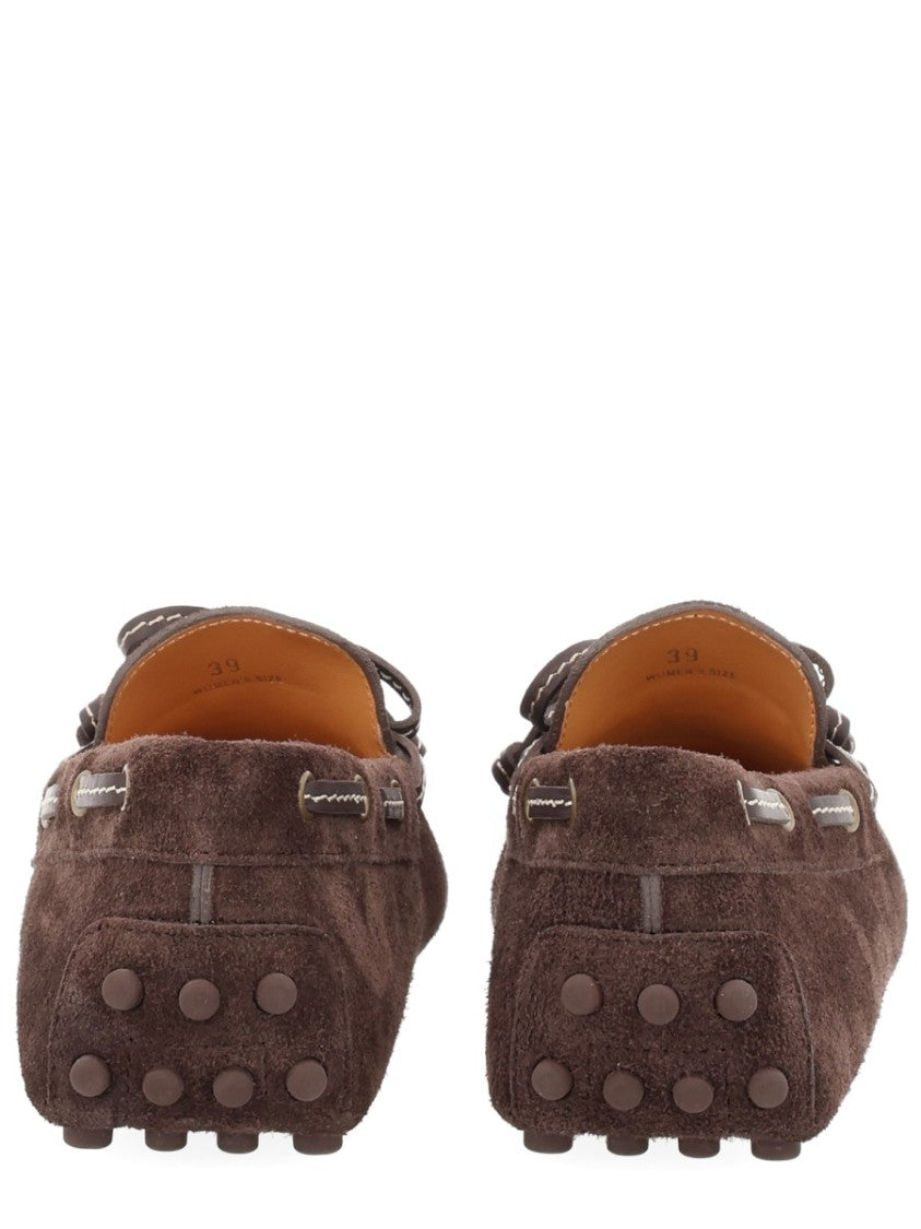 Tod's Suede Contrast Stitching Tassel Loafers