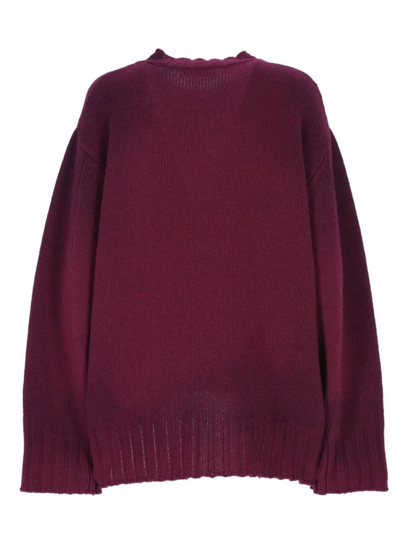 The Attico Asymmetrical Hem Purple Sweater With Ribbed Detailing