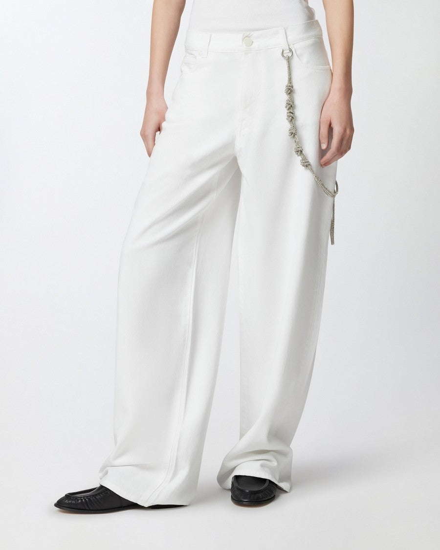 Pinko White Lauryn Cotton Wide-Leg Jeans