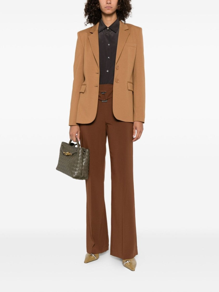 Pinko Silk Brown Shirt With Classic Button-Down Front