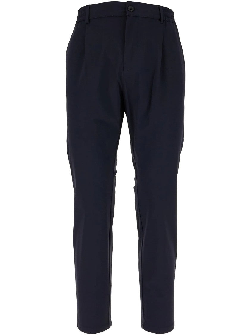Cruna Tailored Black Tapered Leg Polished Trousers