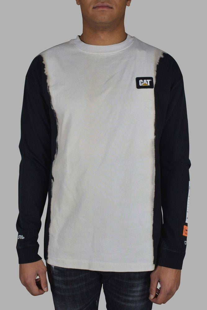 Heron Preston Two-Tone Long Sleeve T-Shirt With Embroidered Logos