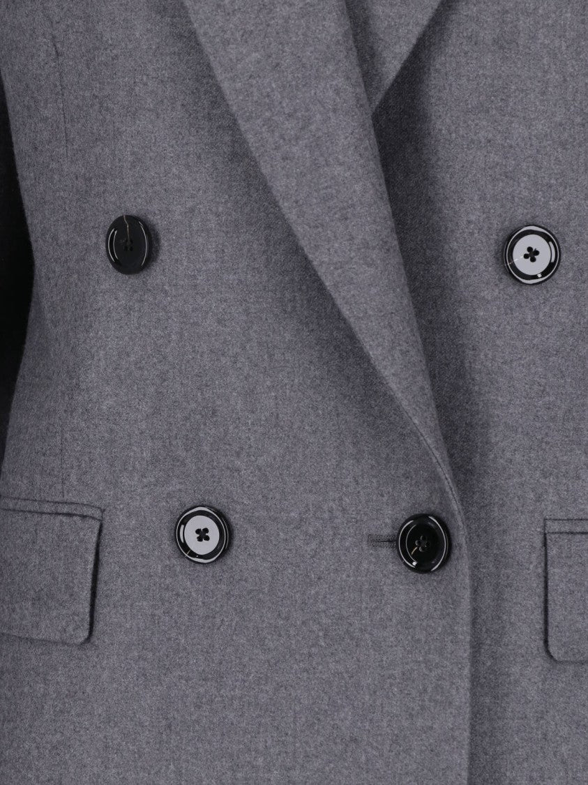 Lardini Grey Cashmere Double-Breasted Coat