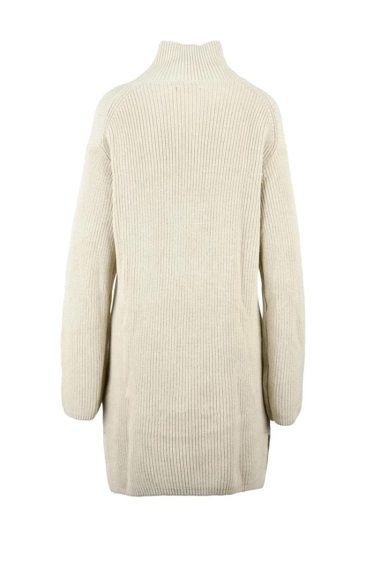 Calvin Klein Jeans White Ribbed Turtleneck Dress