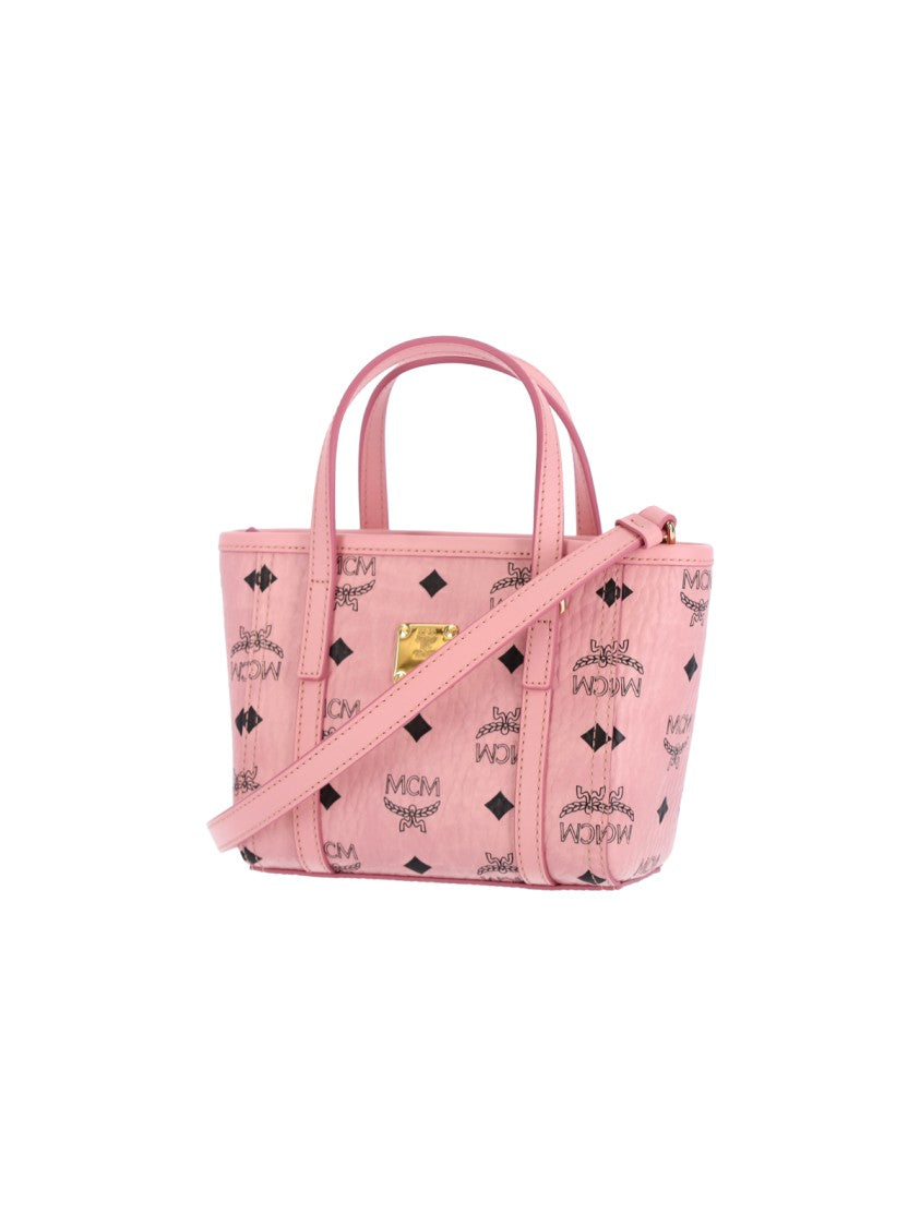 Mcm Pink Toni Visetos Canvas Tote Bag