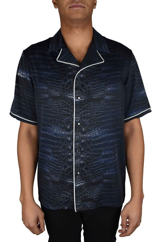 Roberto Cavalli Caiman Print Short-Sleeve Shirt With Logo Detail