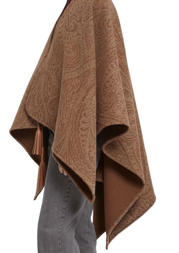 Etro Paisley Jacquard Cape With Tassel Tie Closure