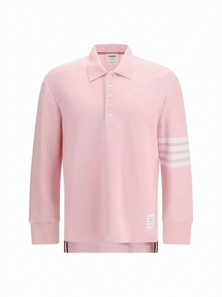 Thom Browne Textured Piqué Long Sleeve Polo Shirt