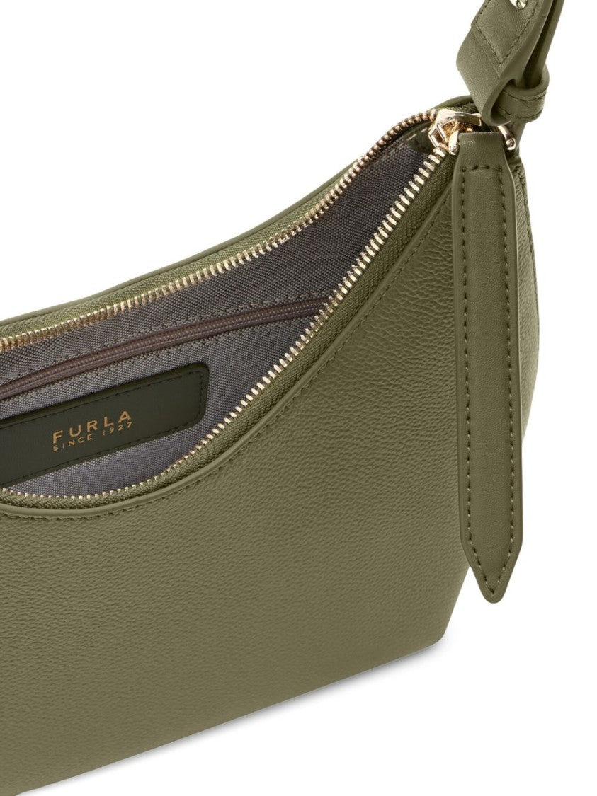 Furla Textured Leather Handbag With Crescent Silhouette
