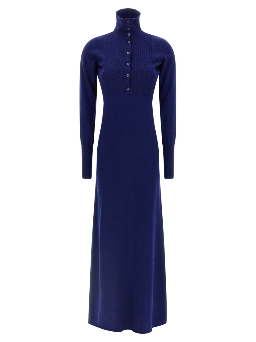 Tom Ford Ribbed Cashmere Polo-Style Maxi Dress
