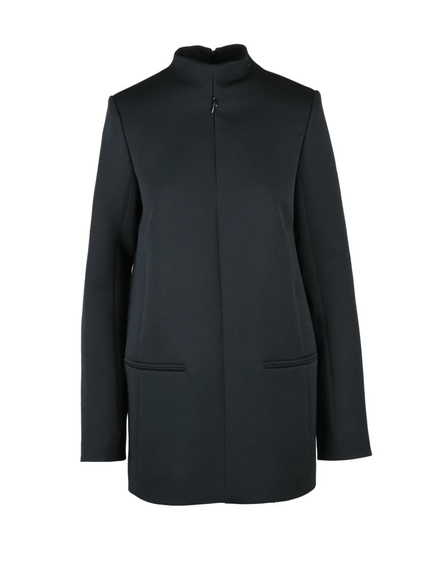 Courrèges Structured Black Blazer Dress With High Neckline And Concealed Zip